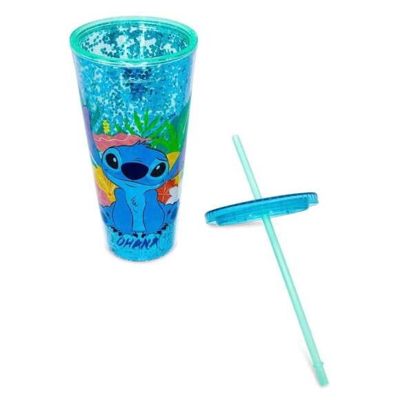 Disney Stitch Ohana Plastic Tumbler with Lid and Straw 32 oz Cup - Picture 3 of 5